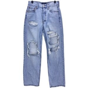 Aeropostale Light Blue 90s Baggy 4 Distressed High Rise Button Fly Jeans